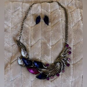 Elegant Multicolor Statement Necklace and Earring Set